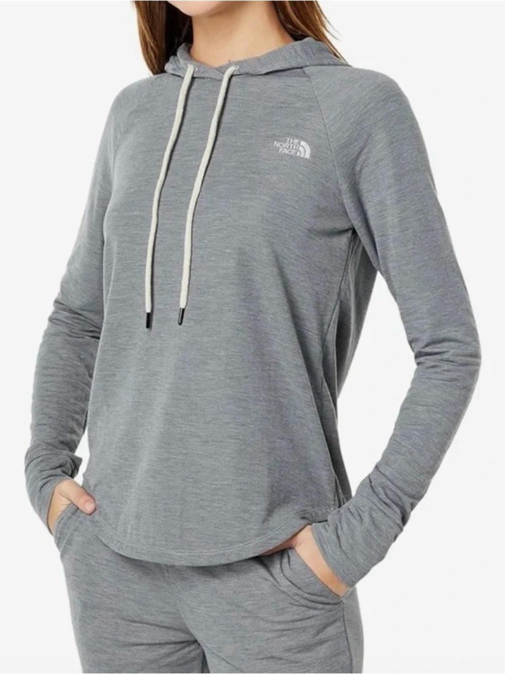 The North Face Gray Pullover Hoodie Logo Drawstring Women’s Plus Size 2X